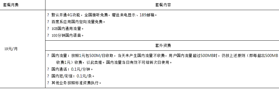 中山电信大壕卡套餐