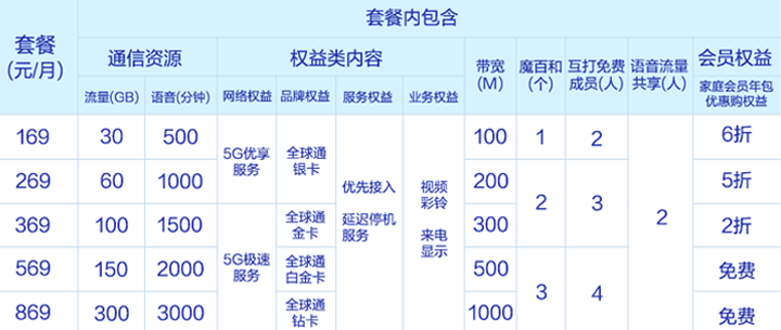 儋州移动套餐资费